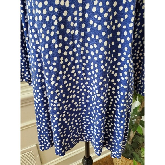Chico's Blue Polka Dot Rayon Round Neck Long Sleeve Casual Top Blouse (3) XL - Picture 4 of 11